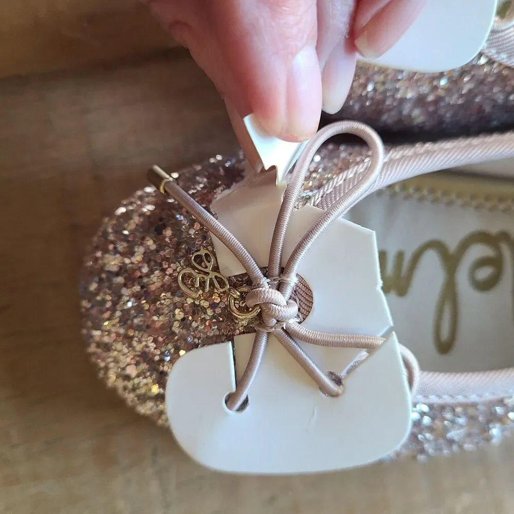 Sam Edelman Girl Kids‎ Ballet Flat Shoes Felicia Mini Champagne Glitter Size 12M